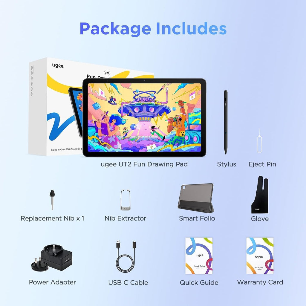 UGEE Pad Drawing Tablet No Computer Needed,Android 14 tablet drawing Stand for 7000mAh+18W Battery,6GB+128GB Fun Drawing Pad 2K Ultra HD Large Screen with Full-Laminated Screen,Standalone Tablet 10.36