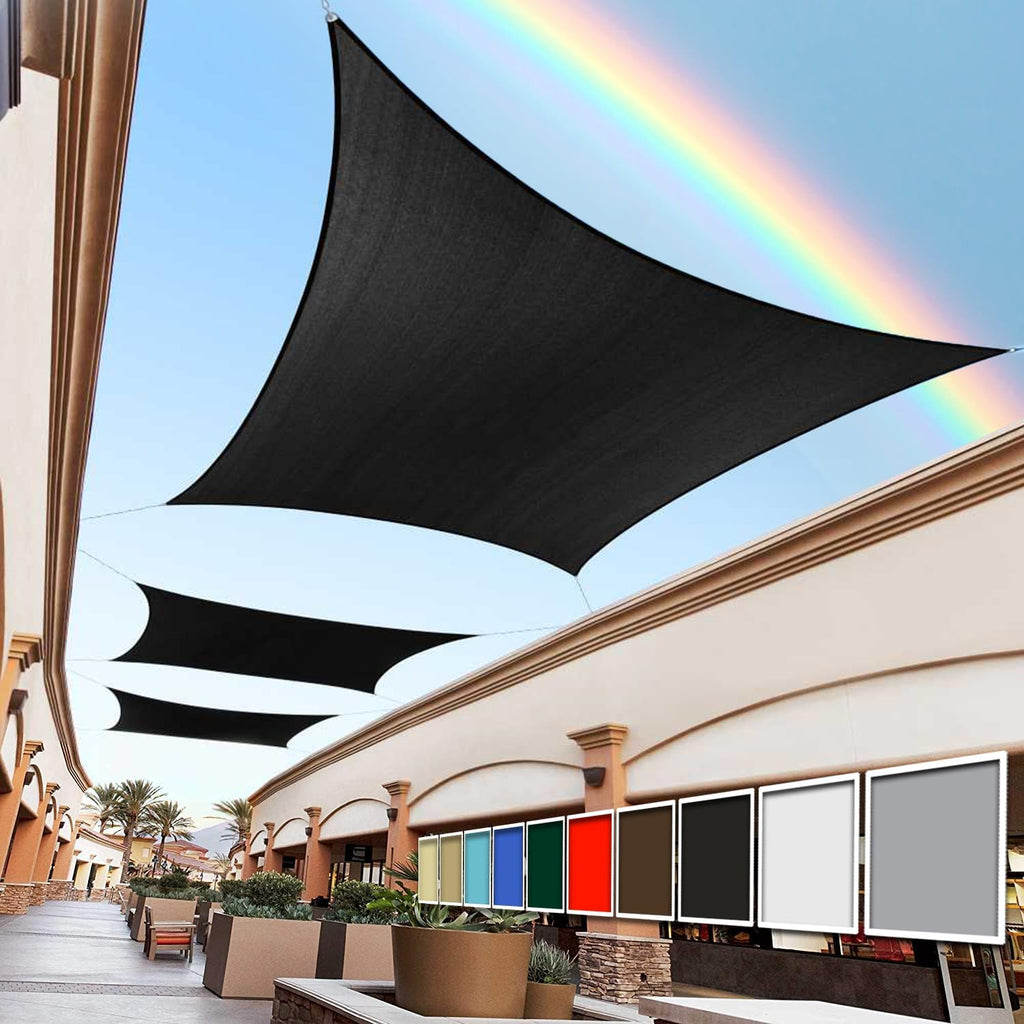 Royal Shade 14' x 20' Black Rectangle Square Sun Shade Sail Order to Make RTAPR1013 Canopy, UPF50+ 95% UV Blockage, 200GSM Commercial Standard Heavy Duty, 3 Years Warranty (We Make Custom Size)