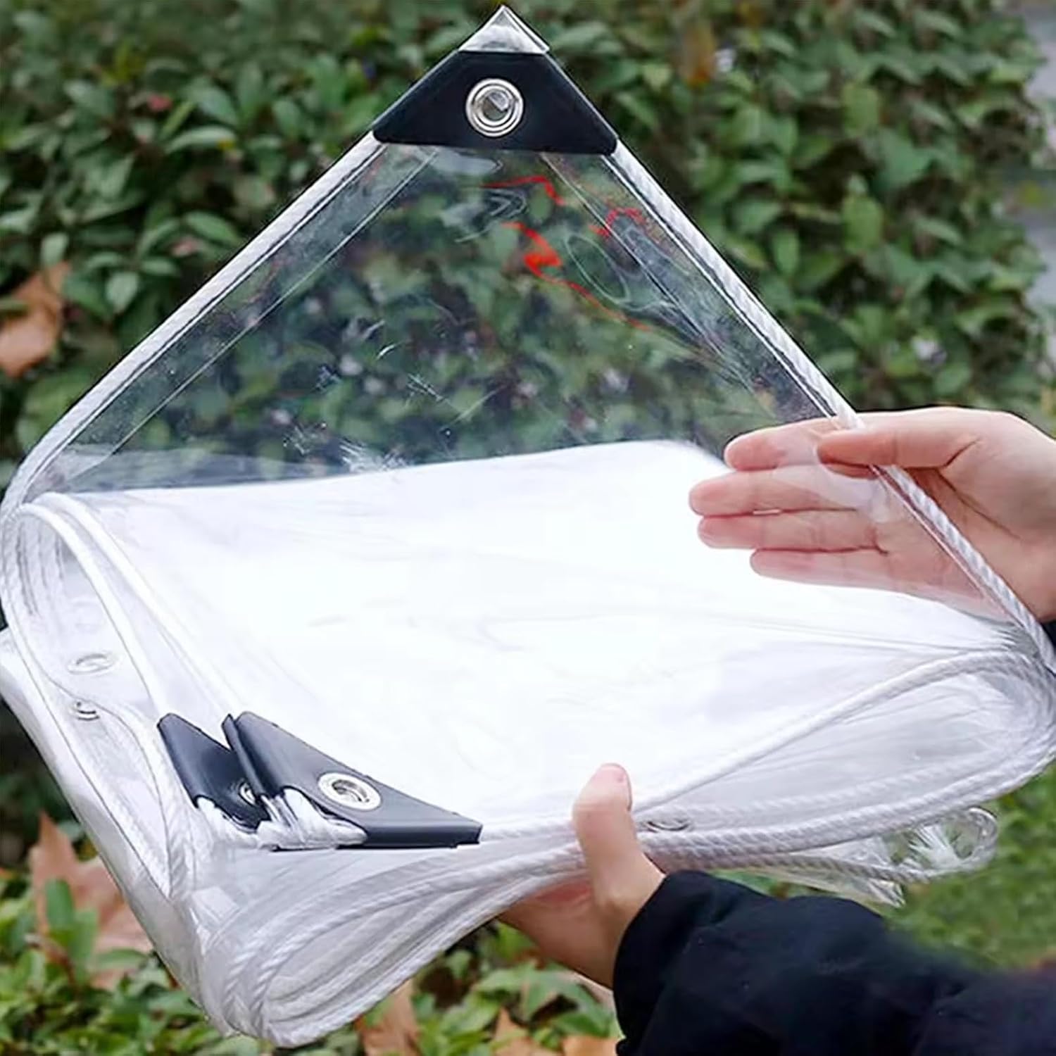 Greenhouse Plastic Sheeting 16 Mil Clear Tarps Heavy Duty Waterproof PVC Enclosure Tarpaulin with Grommets for Outdoor Porch Patio Furniture Window Cover 3x6 8x10 10x12 20x30 30x60ft(15x20FT)