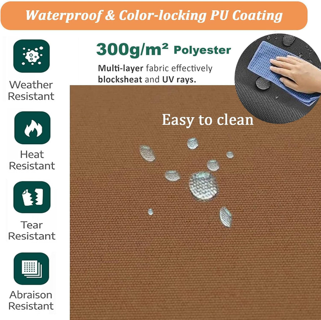 Patio Awning Fabric Replacement Exterior Uv Protection Polyester Sunshade Canopy Cloth Reinforced Waterproof Retractable Awning Cover Sun Shade Shelter Canvas Custo(Size:14x10ft,Color:Light Brown)