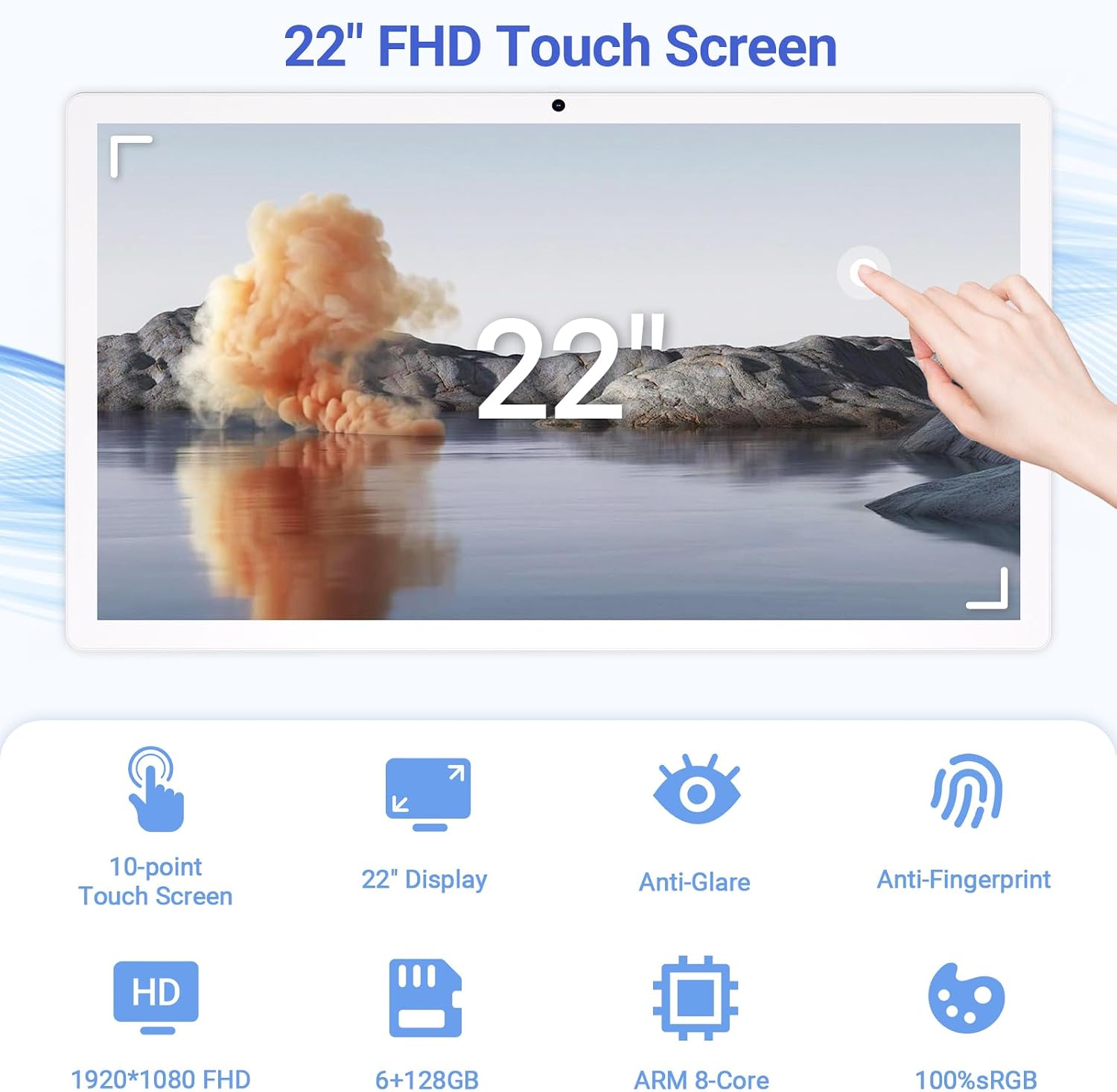 22-Inch Portable TV on Wheels, 1080p Portable Touch Screen Monitor, Smart Rolling TV Built-in 13MP Camera, Built-in Battery | Android 13 | 6+128G