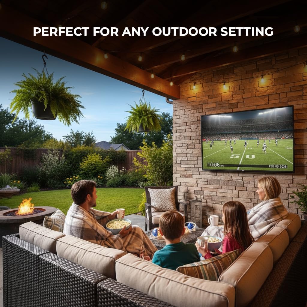 Titan S100 QLED 55 Inch Outdoor TV, Covered Patio, IP65 Smart Weatherproof TV, 4K HDR, 60 Hz, Tizen AI OS, 800 Nits, Wi-Fi 5, HDR10+, Outdoor TV Cover, Slim Bezel, 2 Yr Wty