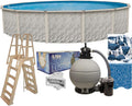 Lake Effect Pools 'Meadows Reprieve' 27 ft Round Above Ground Swimming Pool Bundle | 52 Inch Height | Steel Sided Walls | Kit Includes: 25 Gauge Liner, A-Frame Ladder, Sand Filter/Pump, & Skimmer