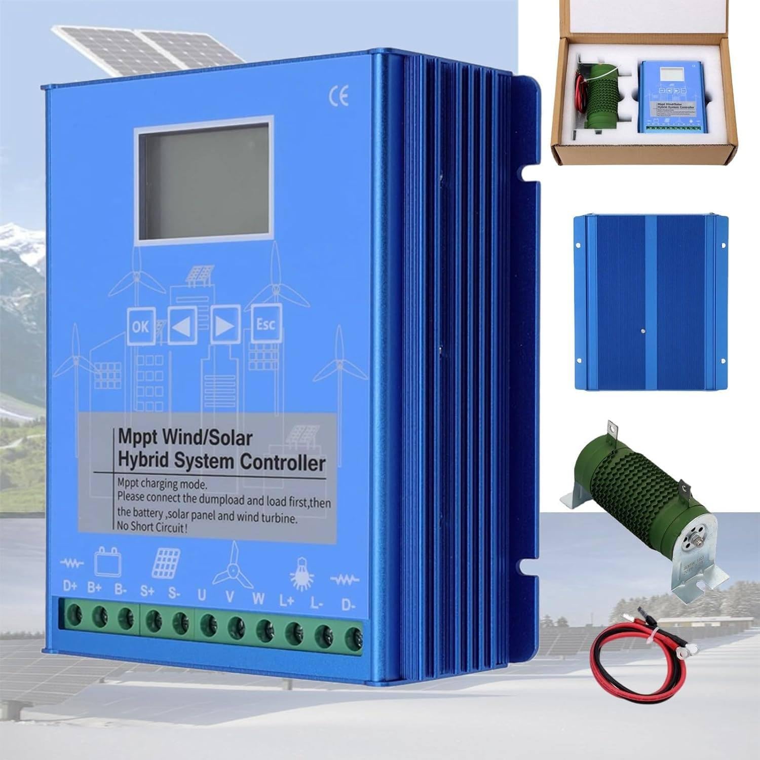 6000W-14000W Wind Solar Hybrid Charge Controller with Dump Load for max 14000W Wind Turbine Generator 14000W Solar Panel 12V 24V Battery Auto MPPT Charge Boost ,10000W-14000W-24V