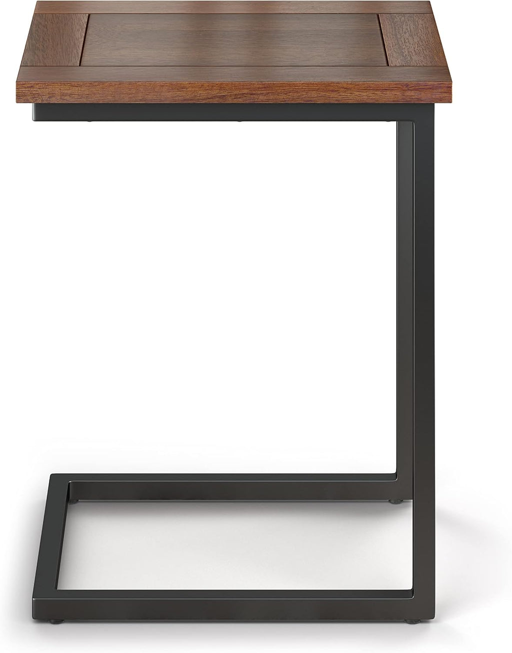 SIMPLIHOME Skyler C-Side Table - 16 inch Wide Solid Mango Wood and Metal Slide-Under Table in Dark Cognac Brown, Industrial Accent Table or End Table for Living Room with Open Frame Design, Assembled