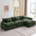 Oprisen 120' Modular Sectional Sofa, Comfy Cloud Couch Sectional Sofa with Ottoman, Chenille Sofa Sleeper Deep Seat Sofa with Throw Pillows for Living Room (Green, 120'- L Shape)