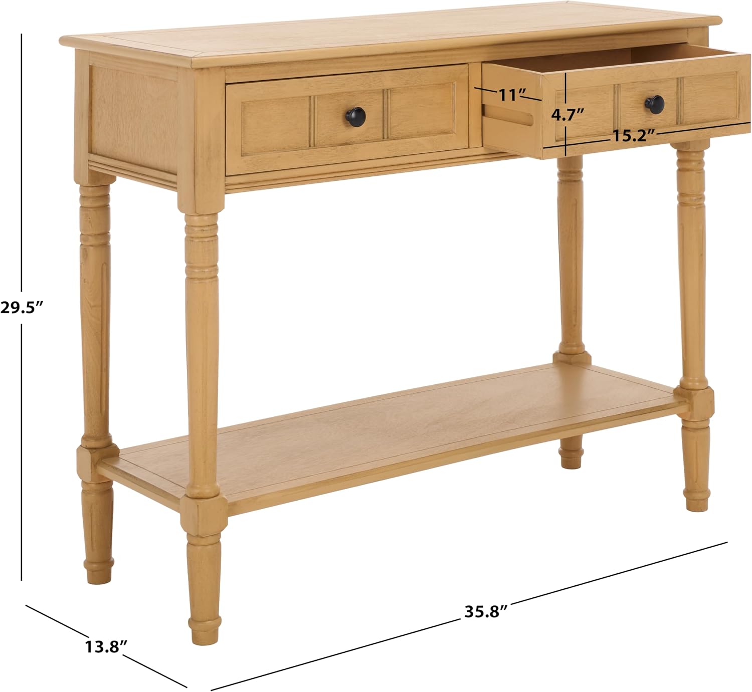 SAFAVIEH Home Collection - Samantha Entryway Console Table, Camel Brown 2-Drawer Storage Sofa Table (AMH5710G)