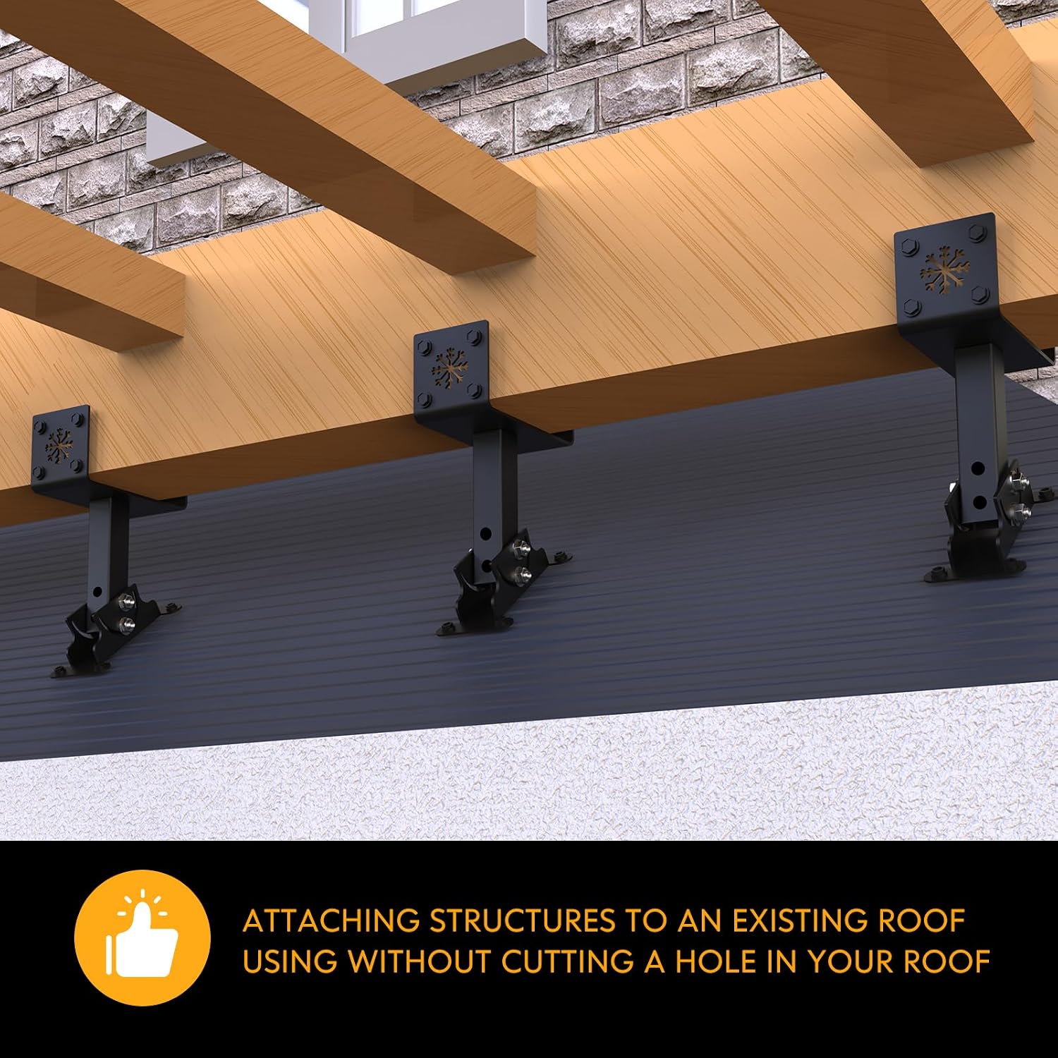 3Pack Heavy Duty Adjustable 5.55' Pergola Roof Riser Beam Brackets Hardware Kit for Patio Cover, Fit 6x6 & 6x8 Wood Beam