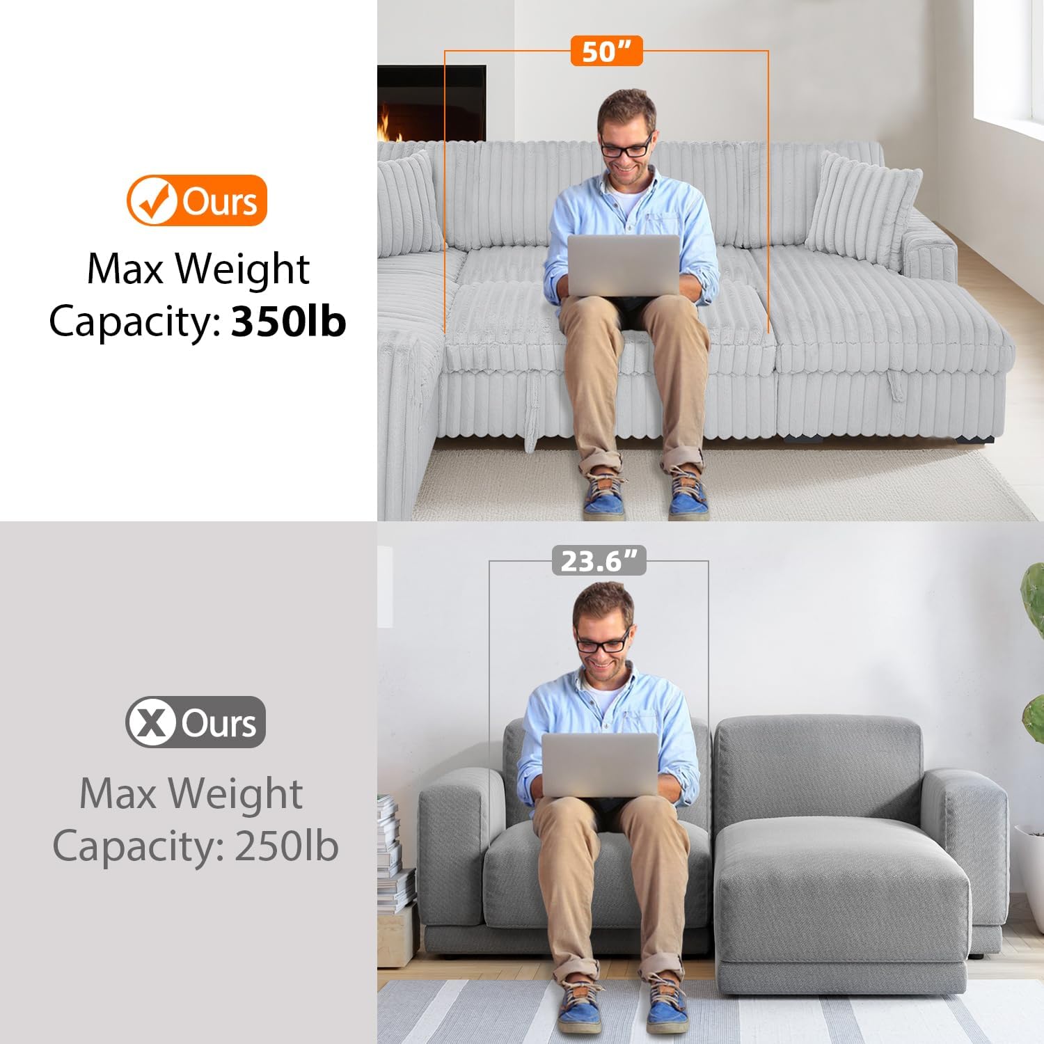 Oversized Sectional Sleeper Sofa with Pull Out Bed,3 Pillows,Type-C USB Port,Storage Chaise Lounge,U-Shaped 7 Seat Fuzzy Rabbit Plush Large Sectional Sofa Bed for Living Room,122 Inch,Grey