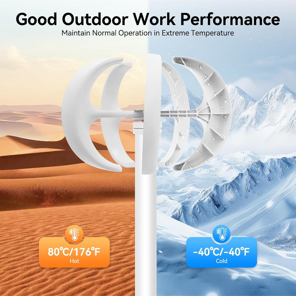 Wind Turbine Generator, 600W 24V Automatic Windmill Power Generator 5-Blade Home Wind Turbine System with Controller, Home Windmill Power Equipment Kit for Boats, Gazebos, Chalets