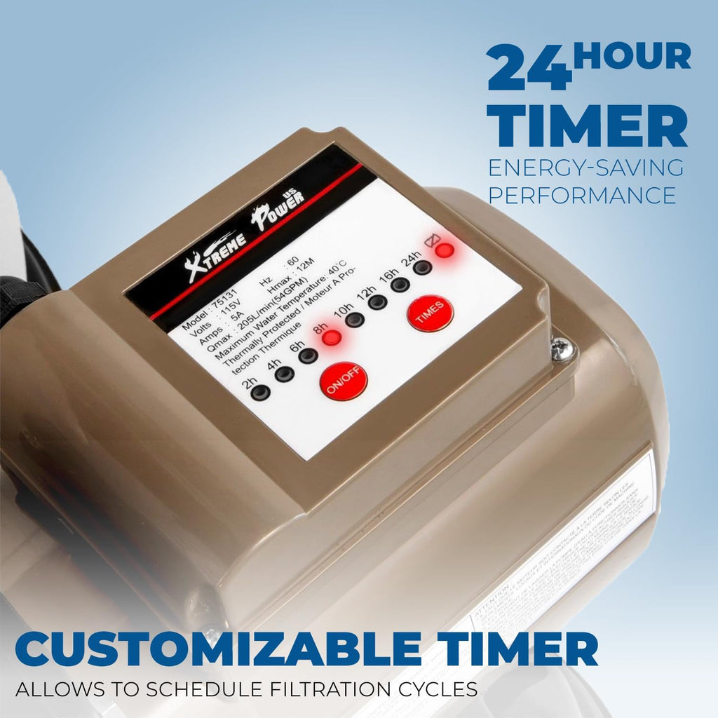 XtremepowerUS 16' Sand Filter, 3/4HP Pool Pump 3,100 GPH with Programmable Timer up to 15,000 Gallons for Above Ground Swimming for Crystal-Clear Pool