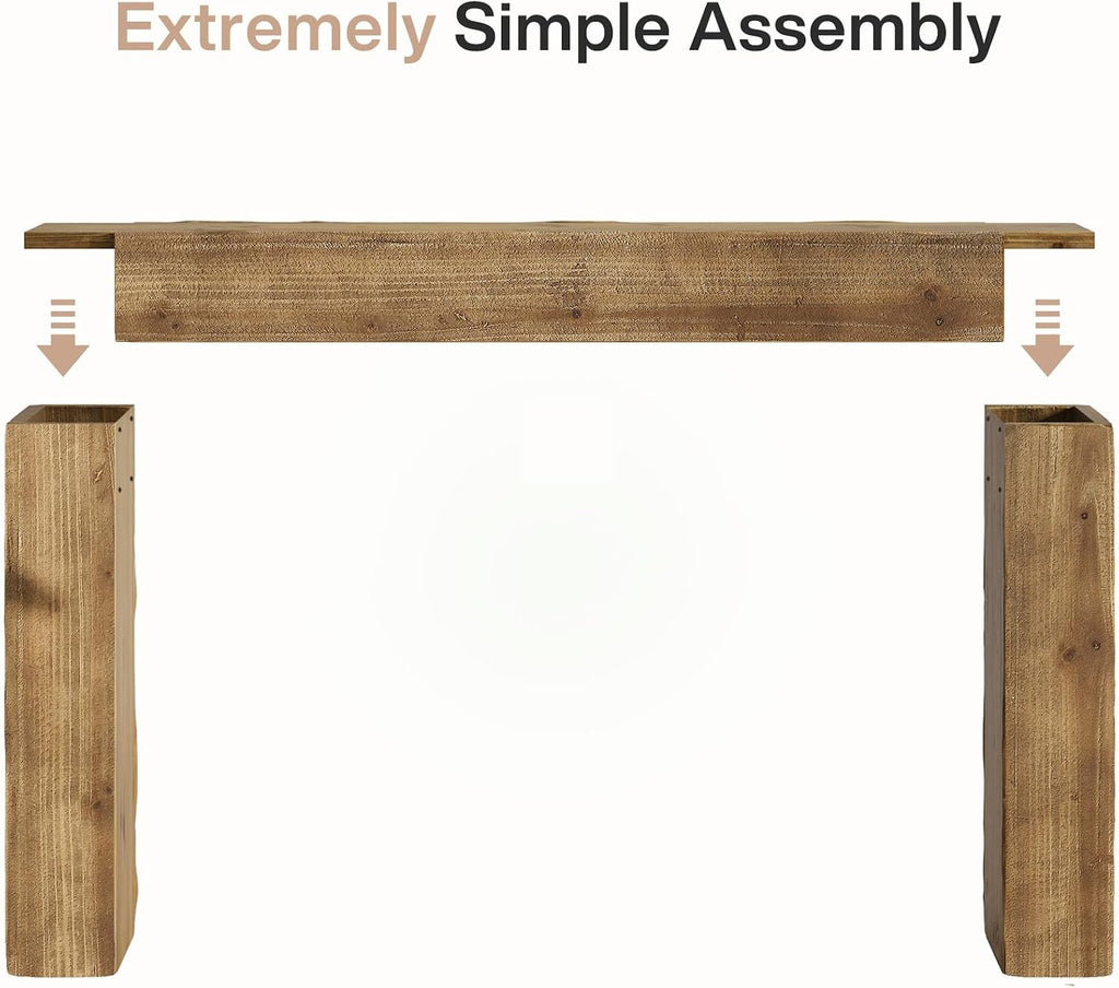 Tribesigns 63-Inch Solid Wood Console Sofa Table, Farmhouse Long Entryway Table Behind Couch for Living Room, Entrance, Hallway, Foyer, Easy Assembly (Light Brown)