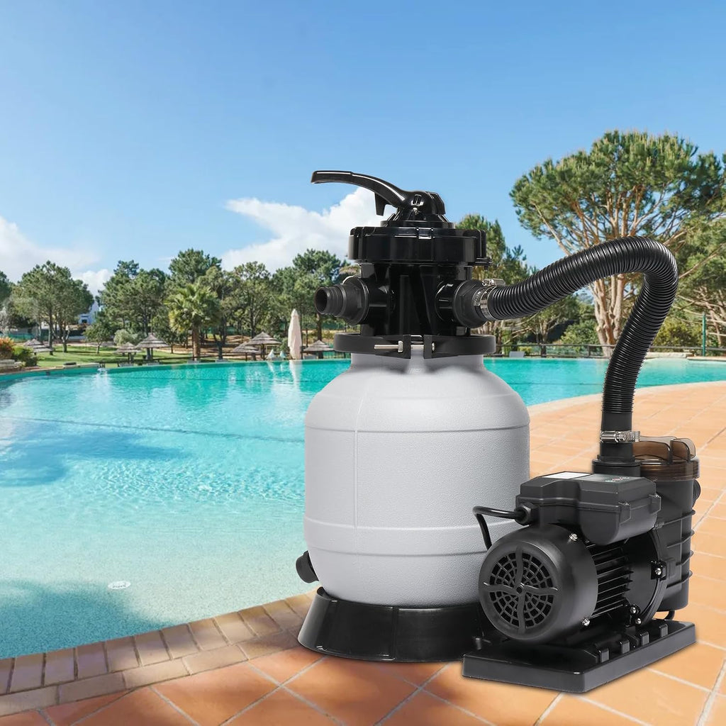 (24H Timer) VINGLI Sand Pool Filter 10in Tank With A 1/3HP Pool Pump 115V and Pool Filter Balls, Above Ground Swimming Pool Pump with Filter Basket,Max Flow Rate 2087GPH
