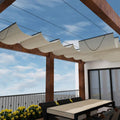 Windscreen4less 3' x 8' Retractable Sun Shade Canopy Cover Sliding Wave Shade Sail for Pergola Patio Deck Yard Gazebo Outdoor (Beige)