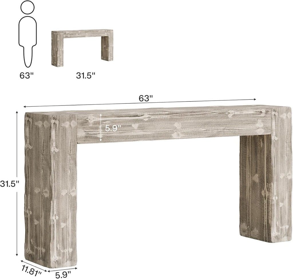 Tribesigns 63-Inch Solid Wood Console Sofa Table, Farmhouse Long Entryway Table Behind Couch for Living Room, Entrance, Hallway, Foyer, Easy Assembly (Gray)