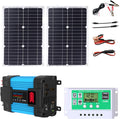 Inverter Solar Panel Kit 4000W 6000W 12V to 110V/220V Solar System Combo Solar Generator Home Grid System 50W Folding Photovoltaic Panel + 50A Controller(4000W,12V-110V)