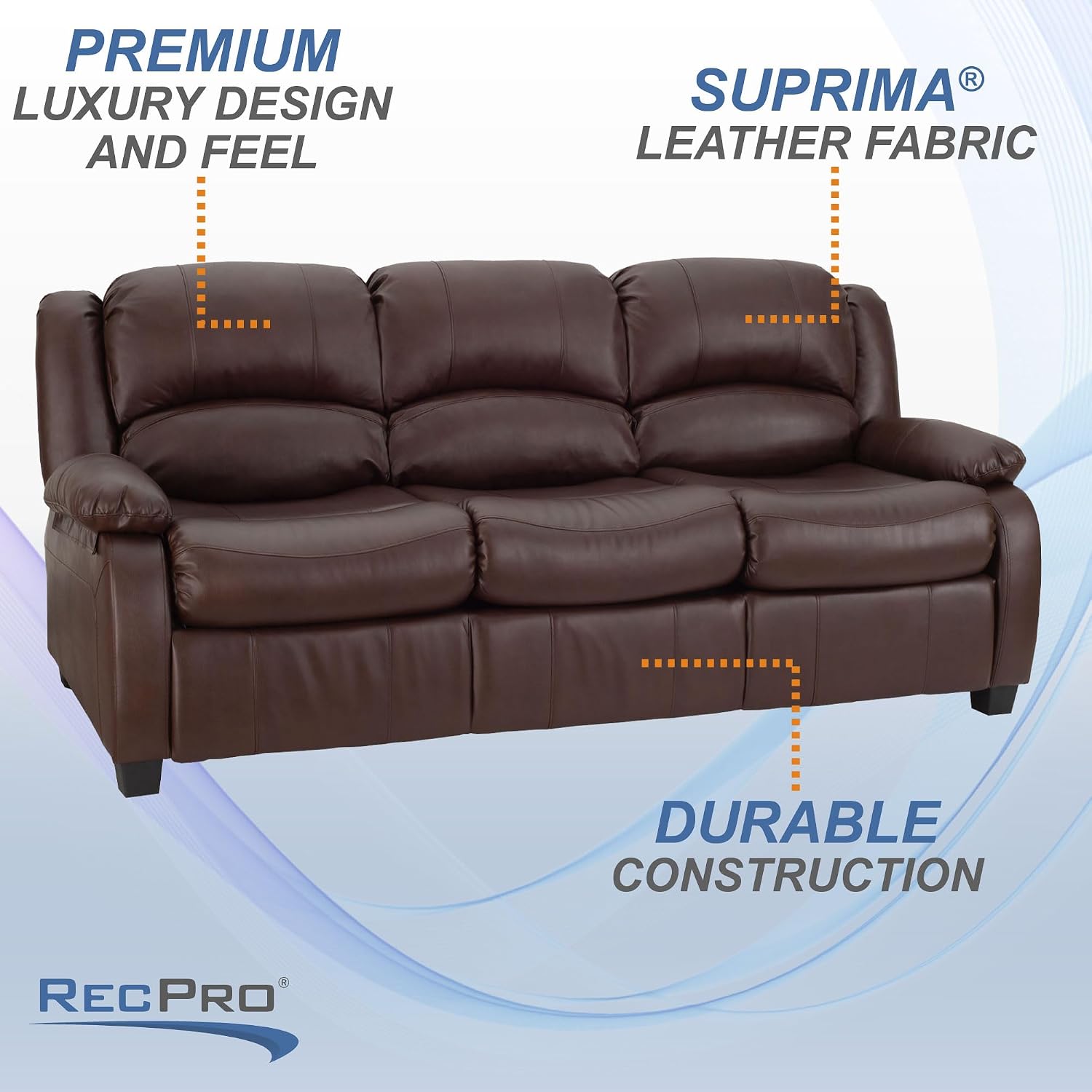 RecPro Charles 80' RV Sleeper Sofa w/Hide A Bed | RV Furniture | RV Sofa (Mahogany)