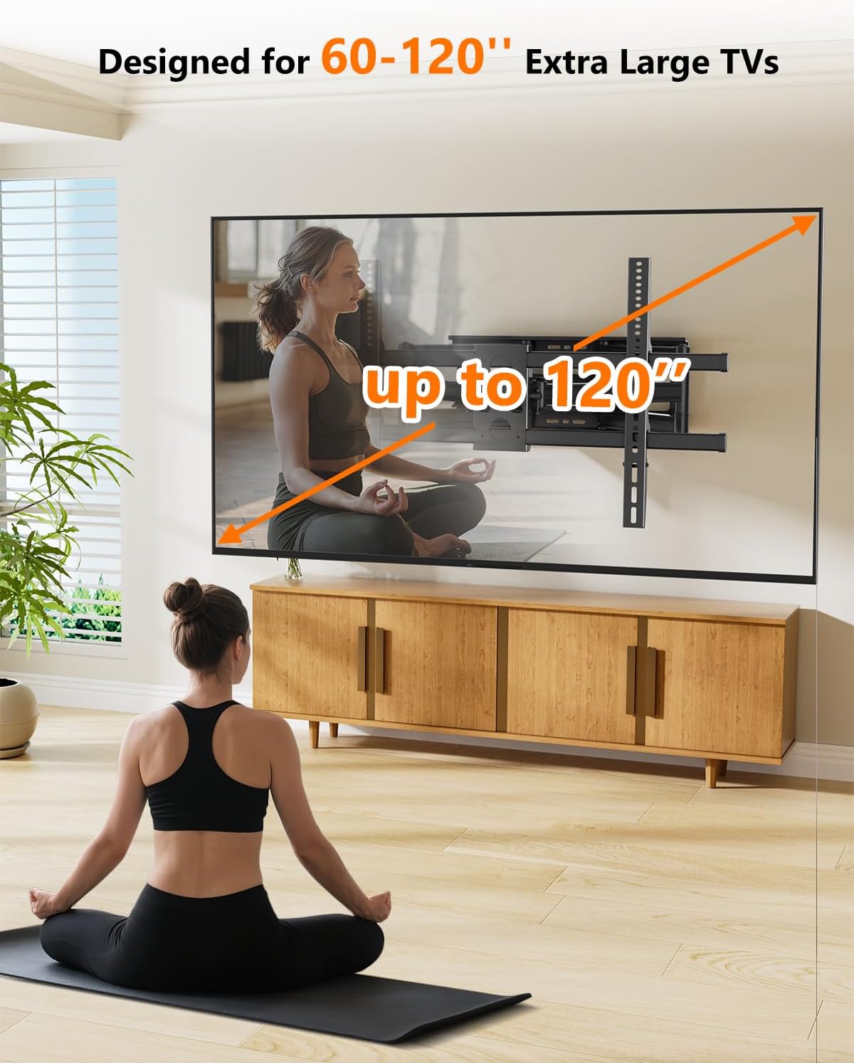 FORGING MOUNT Heavy Duty 60 to 120 inch XXXL Full Motion TV Wall Mount Max VESA1000x600mm Up to 275lbs for Extra Large Big Screens,Universal Articulating TV Mount Bracket Swivel Tilt,16-24' Studs