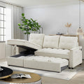78.75' Sleeper Sofa Couch,Modern L-Shaped Couches, Pull Out Couch with USB Ports&Side Pocket,Sleeper Sectional Sofa for Living Room Apartment,Chenille(Beige)