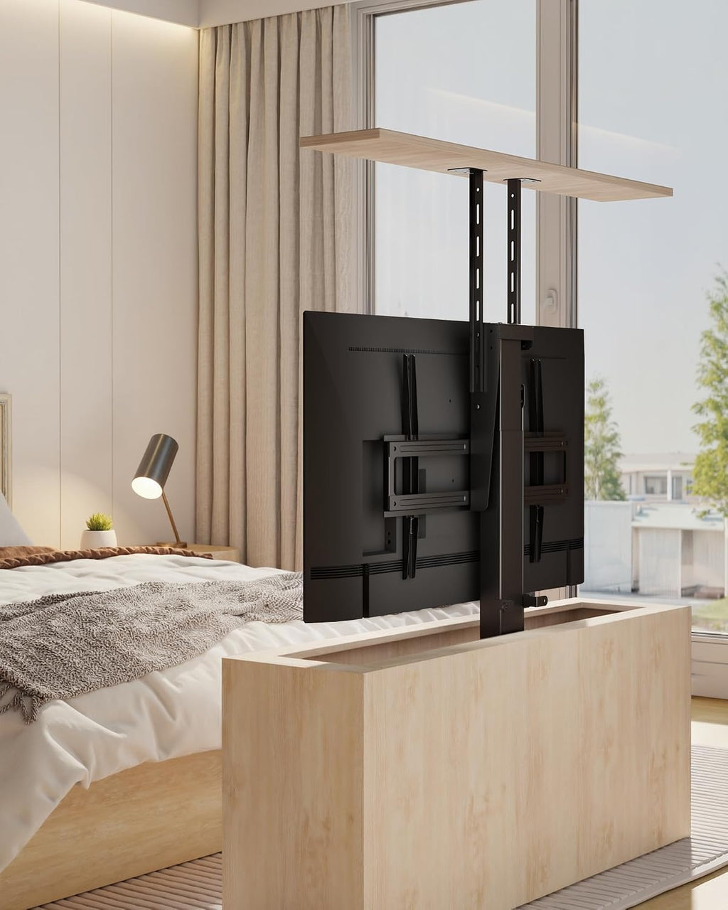 monTEK Motorized TV Lift for 43-88 inch TVs, Ceiling&Vertical TV Lift Mechanism with RF Remote, Smart Phone & Voice Control via WiFi, Up to 132lbs, 4X Load Tested, Max VESA 600 * 400