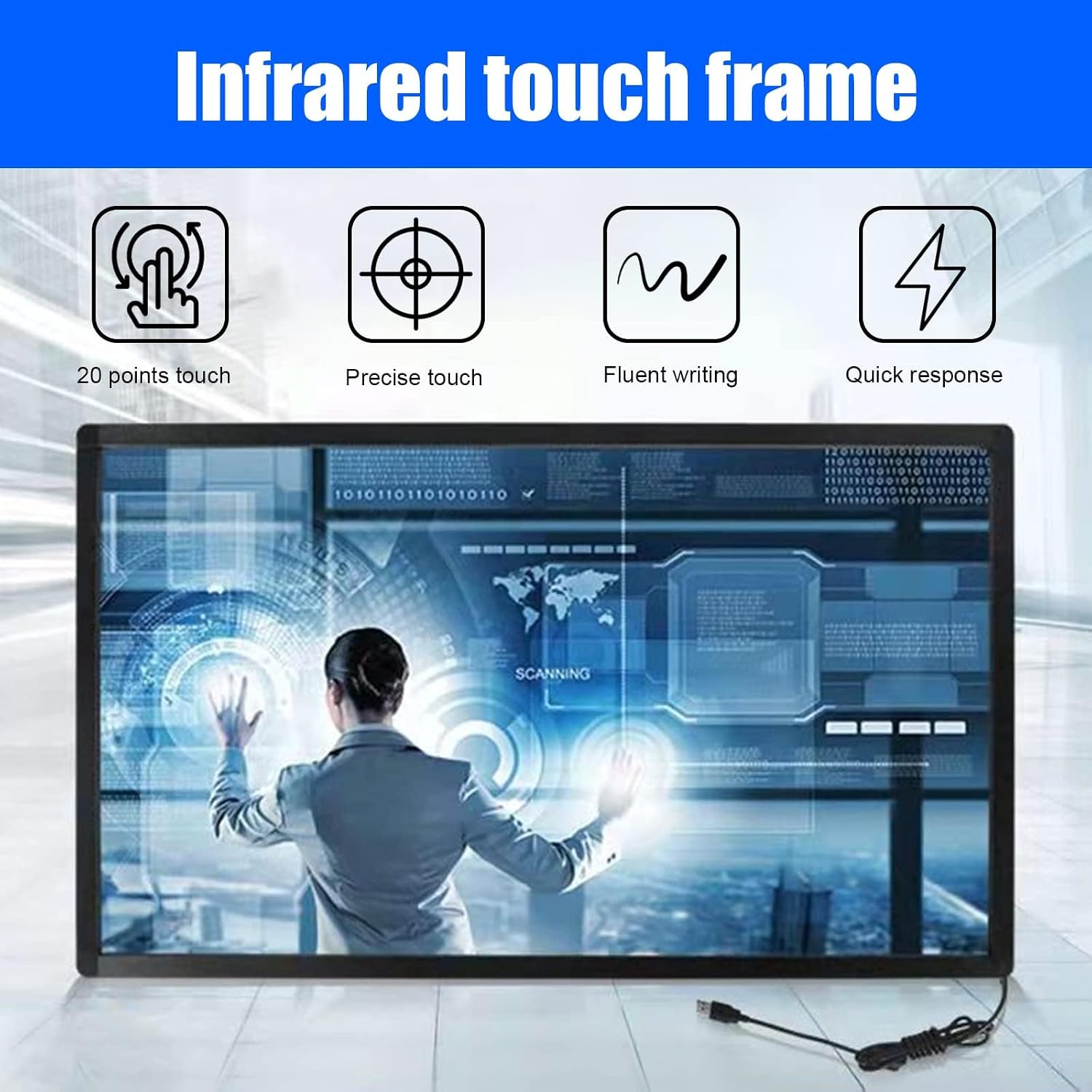 SpecialTouch 43 Inch Infrared Touch Screen Frame 20 Points Interactive Ir Touch Panel Overlay Suitable for Touch Monitor TV Frame, Touch Whiteboard