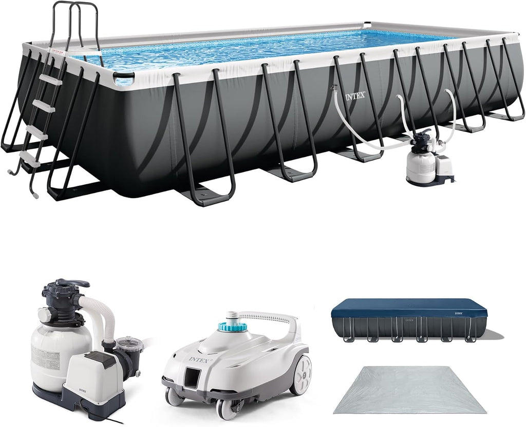 INTEX 26363EH Ultra XTR 24ft x 12ft x 52in Above Ground Swimming Pool Set with Sand Filter Pump and Automatic Pool Floor Cleaner