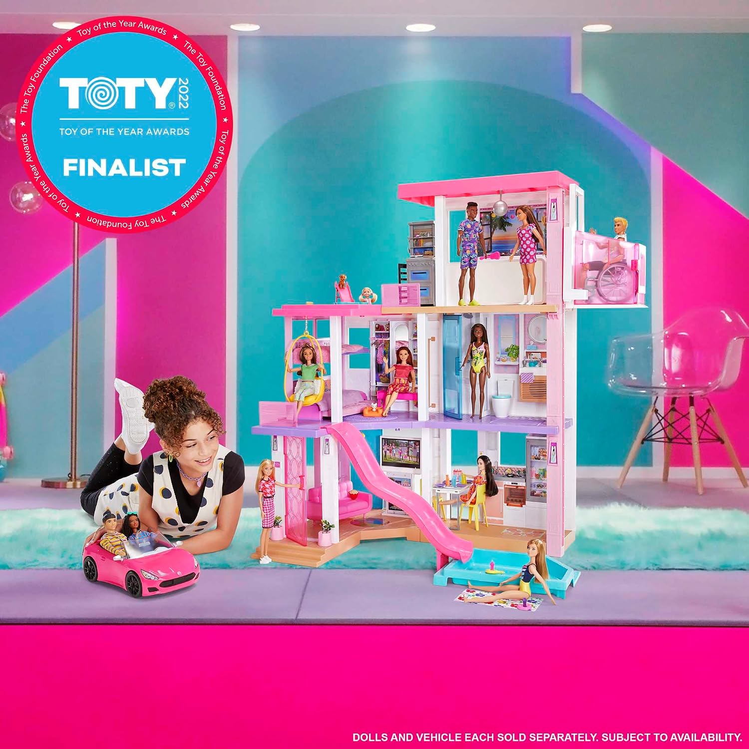 Barbie DreamHouse Dollhouse with 75+ Accessories and Wheelchair Accessible Elevator (Amazon Exclusive) + Barbie Convertible 2-Seater Vehicle