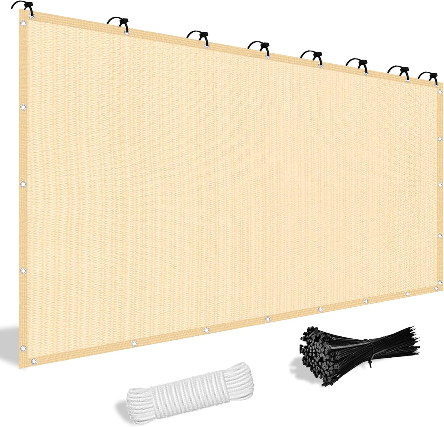Shade&Beyond Customized Size 10' X 14' Shade Cloth with Grommets, 90% UV Protection UV Protection Mesh Tarp Sun Screens for Patio GN04, Wheat