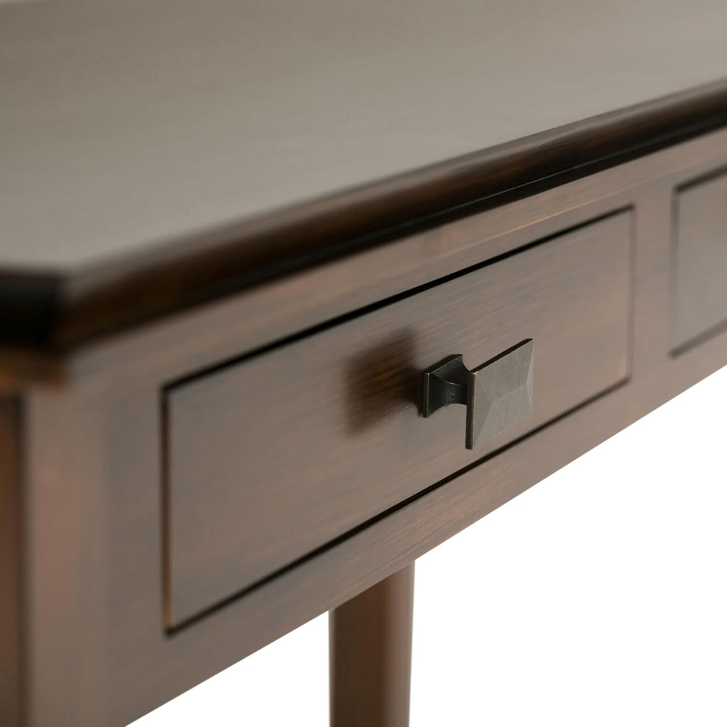 SIMPLIHOME Artisan Console Table - 46 Inch Wide Solid Wood Sofa Table in Russet Brown, Transitional Storage Table for Entryway or Living Room with 2 Drawers and Clean Angle-Edged Top