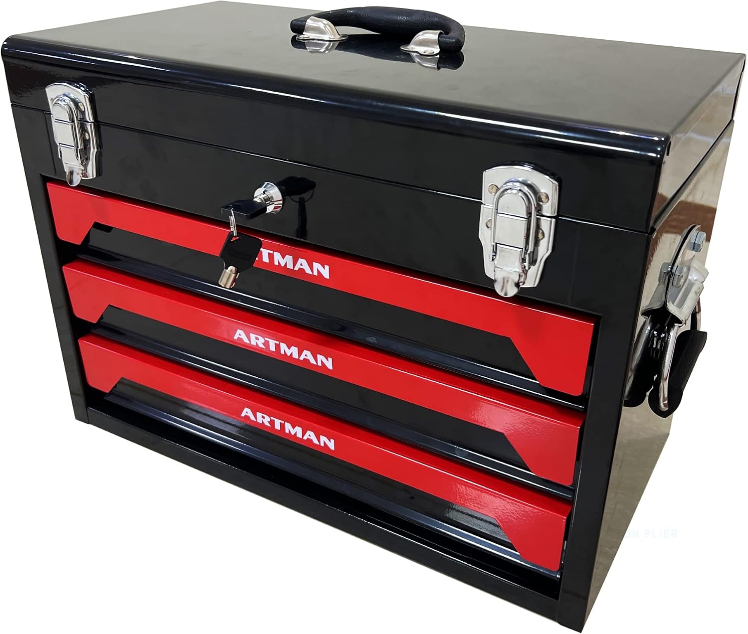 439 Piece Mechanics Tool Set, 3 Drawer Heavy Duty Metal Box with Household Tool Kit, Portable Tool Organizer Case for Auto Repair, Garage, Warehouse, Workshop, Repair Shop (Red & Black)