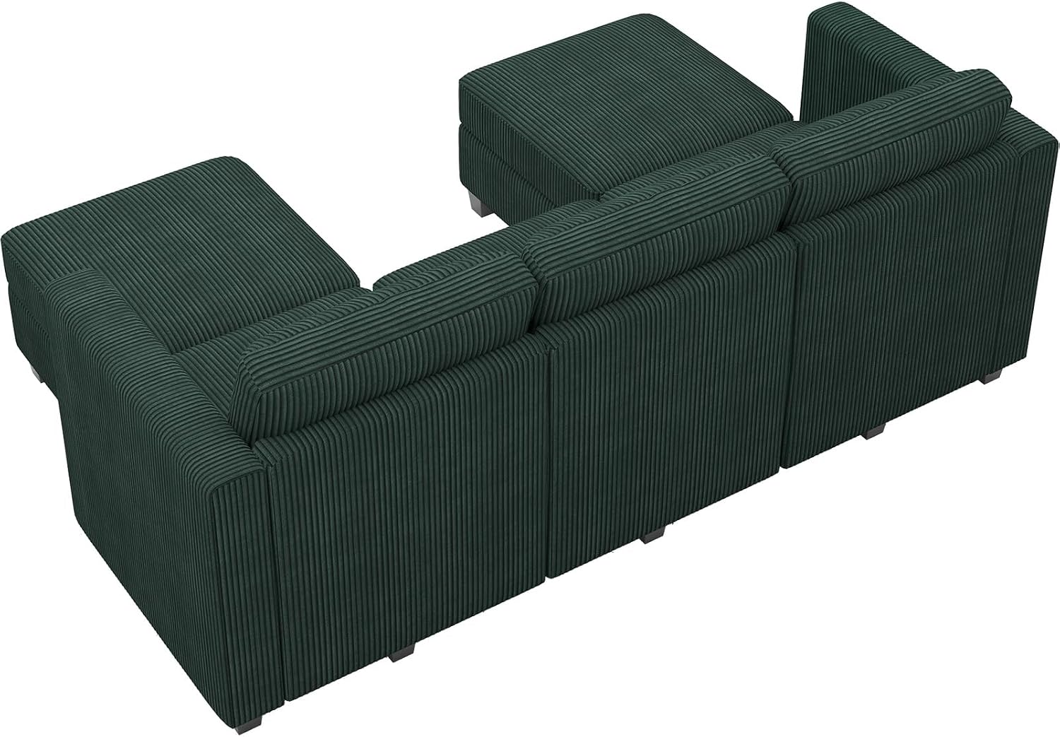 Belffin Modular Sectional Sleeper Sofa with Storage Ottoman, Corduroy Luxury Sectional Sofa with Chaise, Convertible Modern Sectional for Living Room, Green