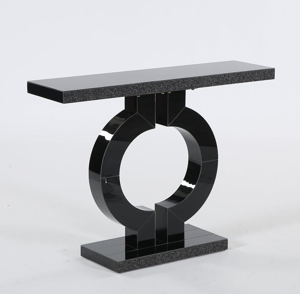 Tribesigns Modern Mirrored Console Table, Glass Sofa Table with Mirror Finish, 43-Inch Entryway Table with O-Shaped Base, Rectangular Accent Foyer Table for Living Room Hallway Entrance (Black)
