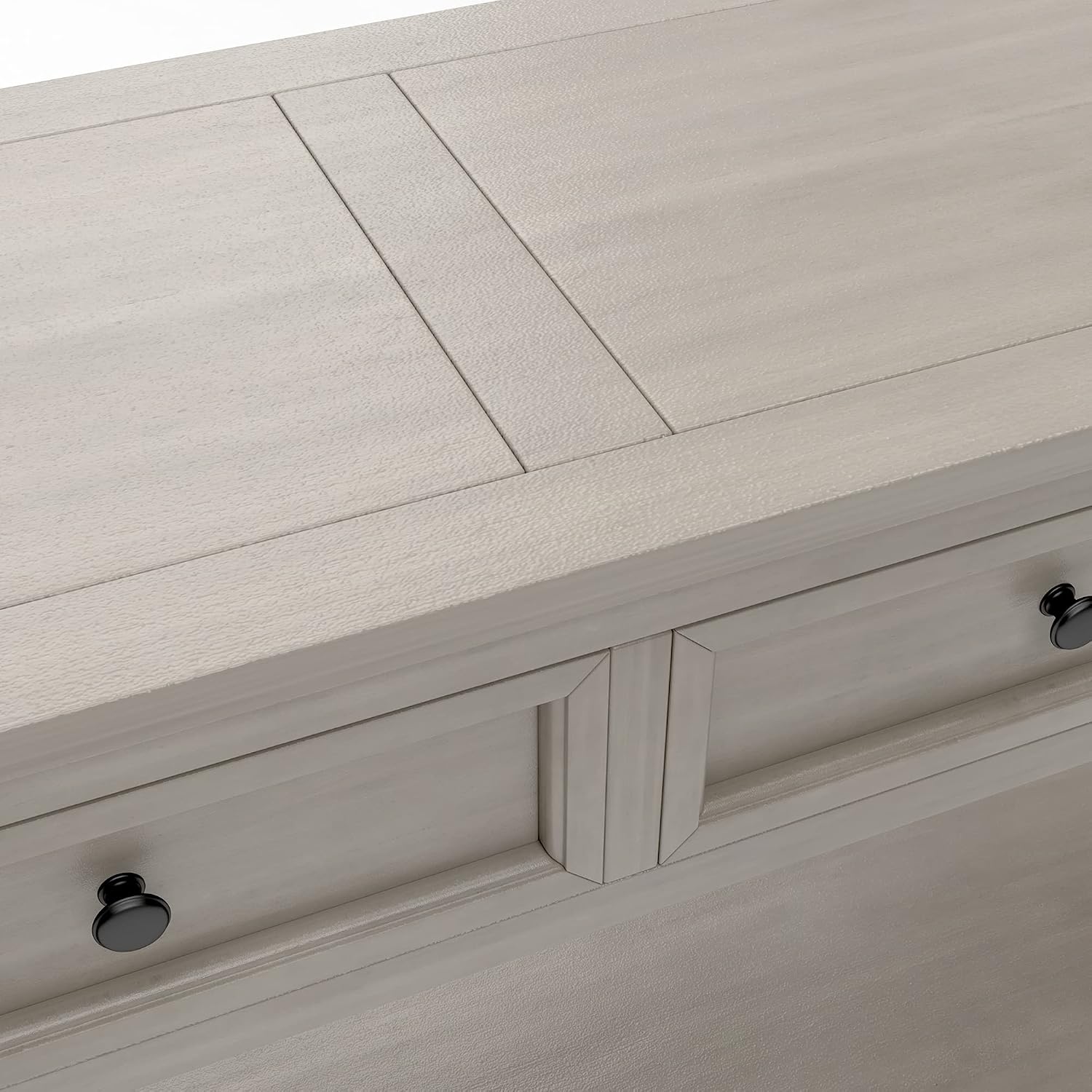 LKTART Solid Wood Console Table,Long Sofa Table Entryway Table with 4 Drawers and Bottom Shelf for Hallway Living Room Couch Table,Easy Assembled (63' Gray Wash)