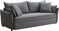 Acme Irina Fabric Upholstered Sofa with Pull-Out Sleeper and 4 Pillows in Gray