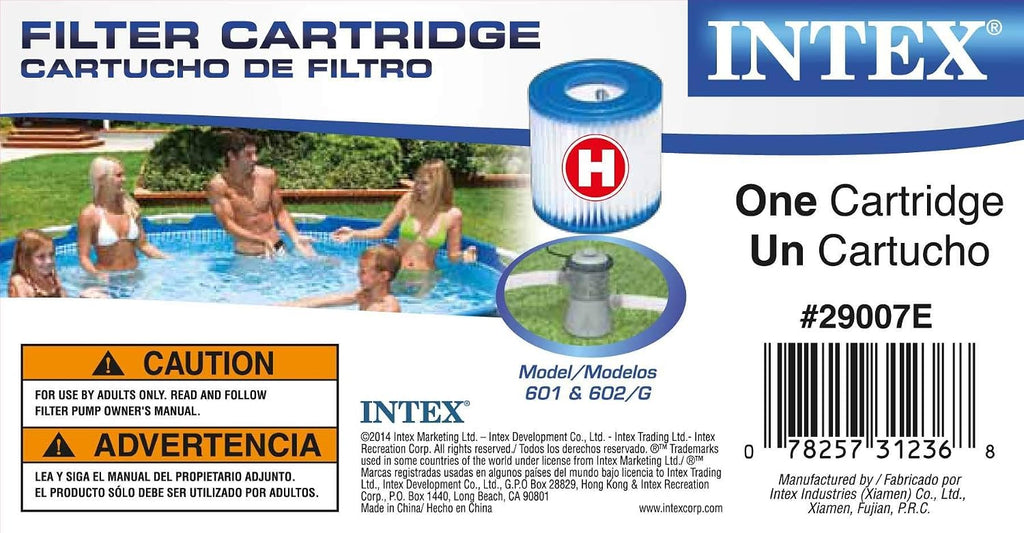 Intex 4 Person Metal Frame Outdoor Above Ground Pool Set with Drain Plug, Filter Pump, and 6 Type H Replacement Filter Cartridges, Blue
