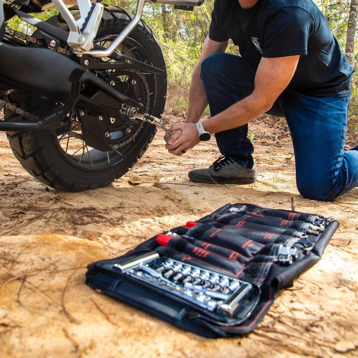 Boxo USA Adventure Motorcycle Tool Kit - 40-Piece Compact Tool Roll for Dual Sport & Adventure Bike