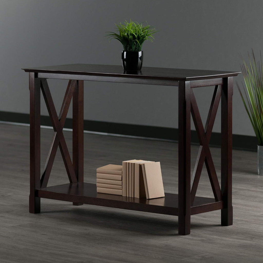 Winsome Xola Console Table with Shelf in Cappuccino, Thin Entryway Table for Hallway, Living Room, Elegant Furniture for Any Home Decor