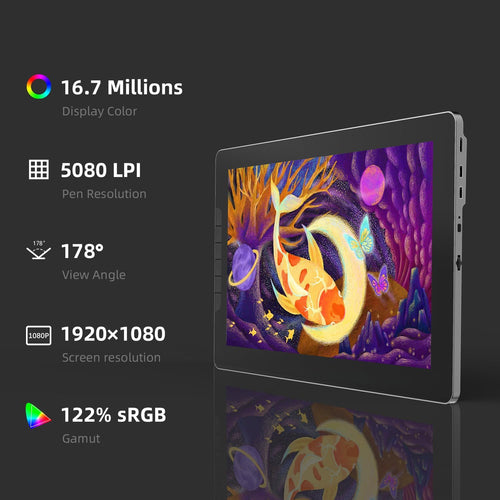 13.3 Inch Drawing Tablet with Screen, Full-Laminated Anti-Glare Graphics Drawing Monitor, 122% sRGB, 8192 Pressure Stylus Pen, Compatible with Windows/Mac Major Design Software