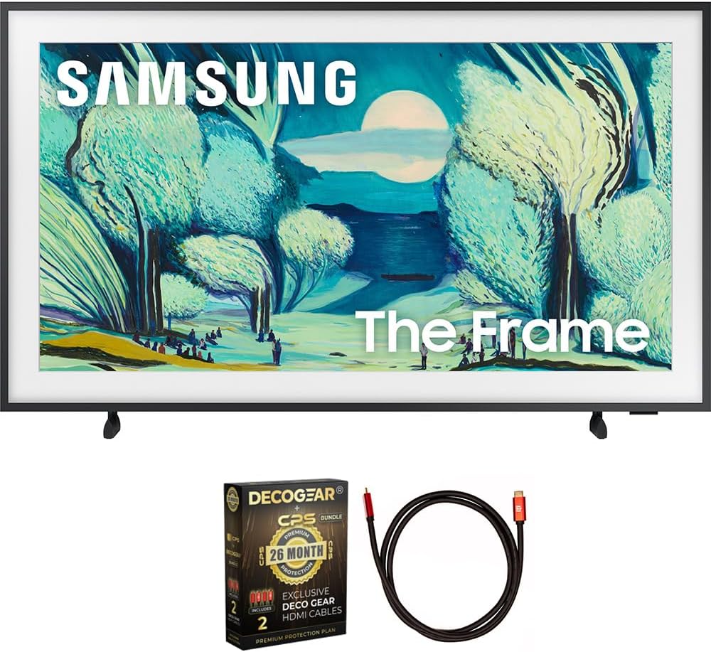 Samsung QN55LS03FAFXZA 55 inch The Frame LS03FA QLED 4K Art Mode Vision AI Smart TV 2025 (Renewed) Bundle with 6FT HDMI 2.0 Cable and CPS Exclusive 26 Month Protection Pack (BEACH-CPS-26M1500)