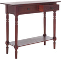 SAFAVIEH Home Collection – Rosemary Dark Cherry Console Table with Drawers & Shelf, Classic Contemporary Storage Console, Turned Leg Design (AMH5705D)