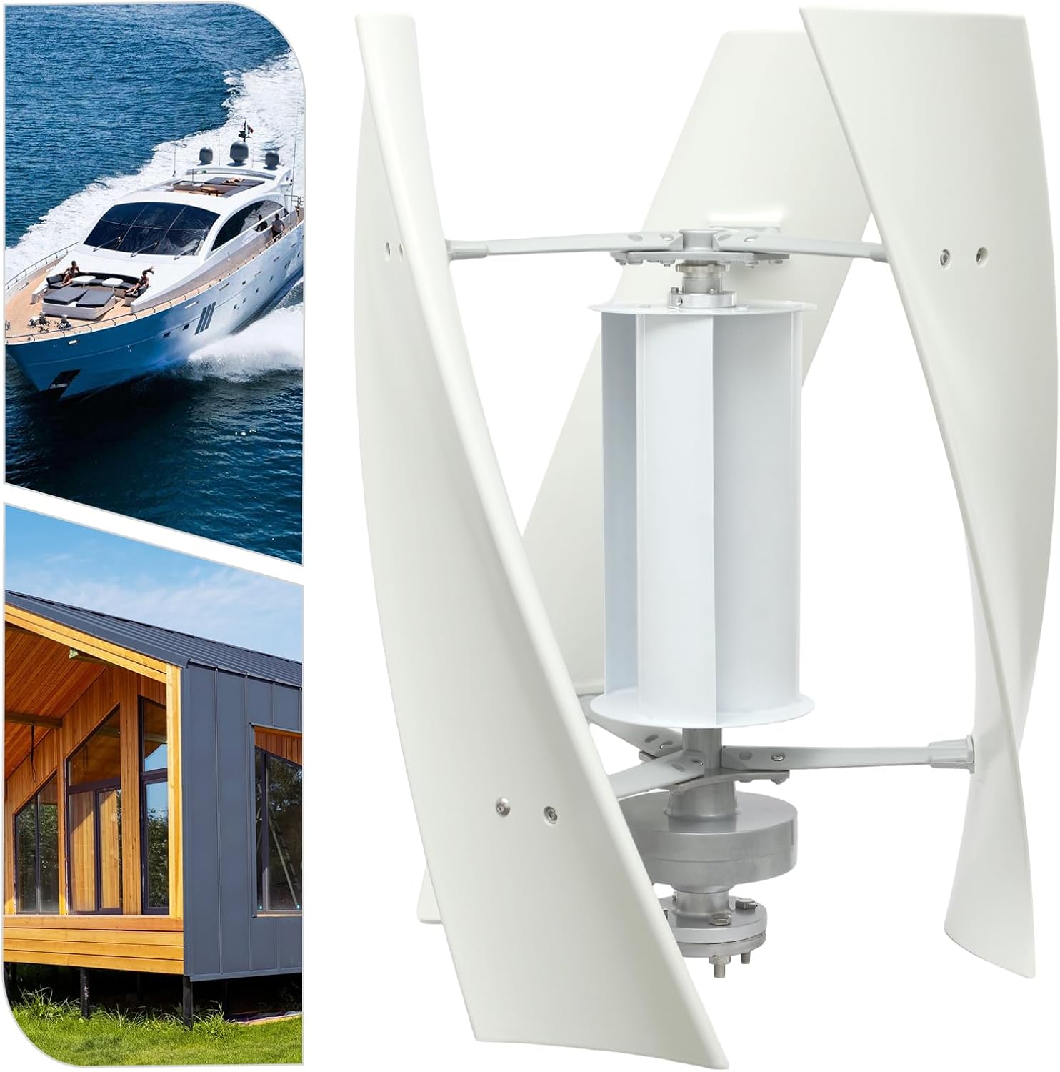 100W 24V 4-blade Wind Turbine Generator, Vertical Axis Windmill Turbine Generator Wire Permanent Magnet Levitation Wind Turbine Kit with Controller for Boats Gazebos and Mobile Homes