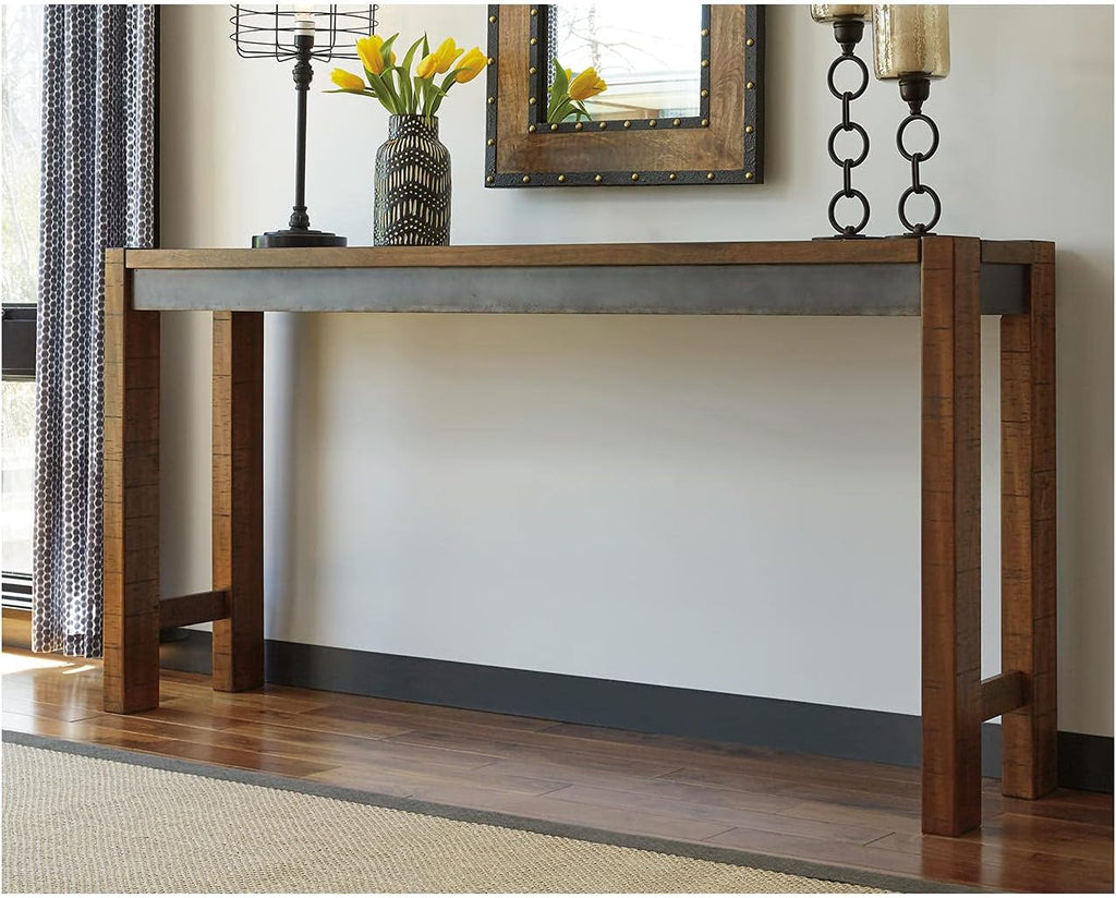 Signature Design by Ashley Furniture Torjin Long Counter Height Table, Seats up to 3, Wood, 72.13' W x 16' D x 36' H, 2-tone Brown