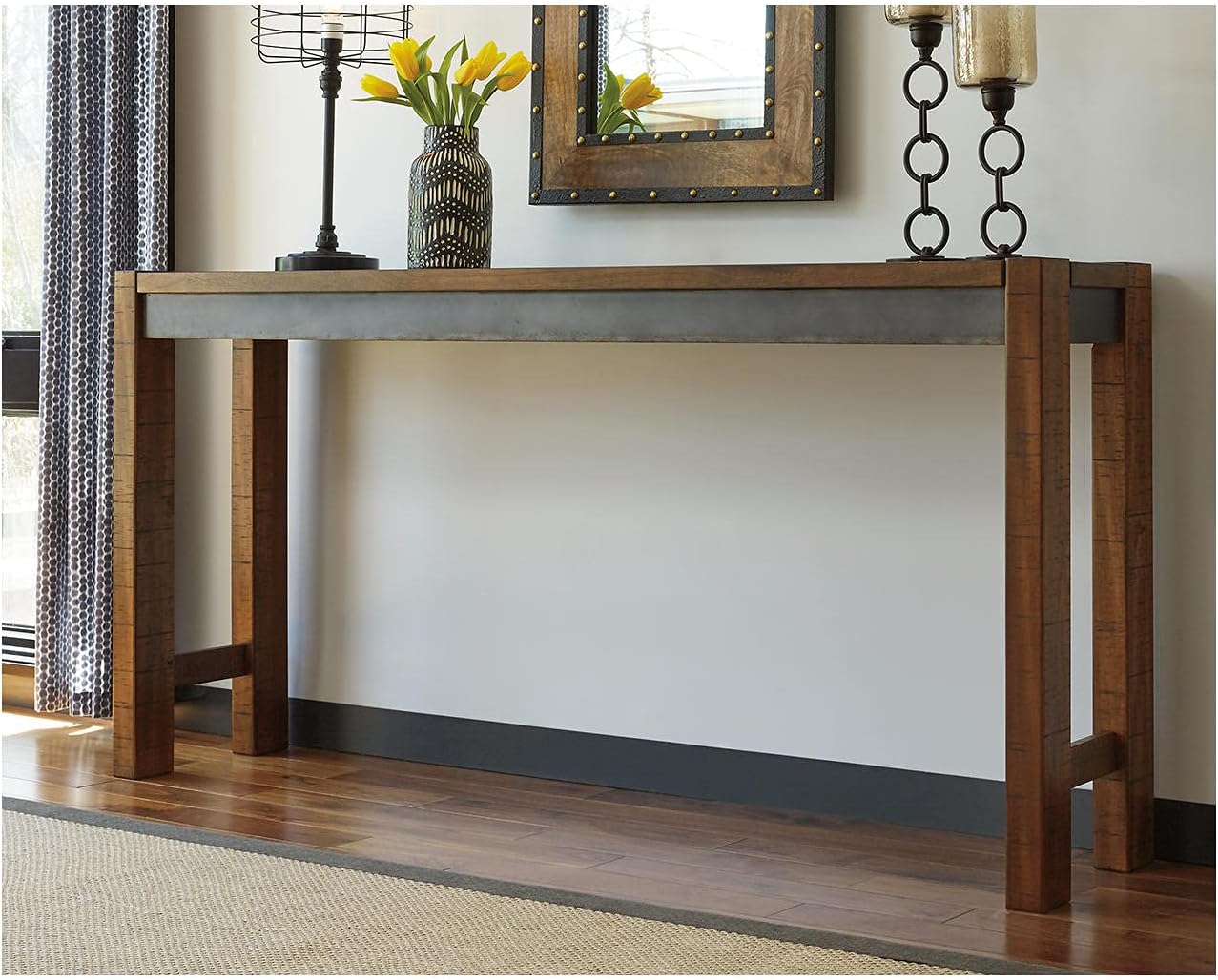 Signature Design by Ashley Furniture Torjin Long Counter Height Table, Seats up to 3, Wood, 72.13' W x 16' D x 36' H, 2-tone Brown