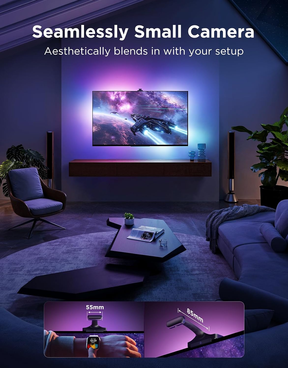 Govee TV Backlight 3 Pro with HDR Triple Camera, 16.4ft 5-in-1 RGBWWIC LED Strip Lights That Change with 75-85 Inch TVs, 75LEDs/m, Supports AI Filter, Smart App and Voice Control, DreamView Sync