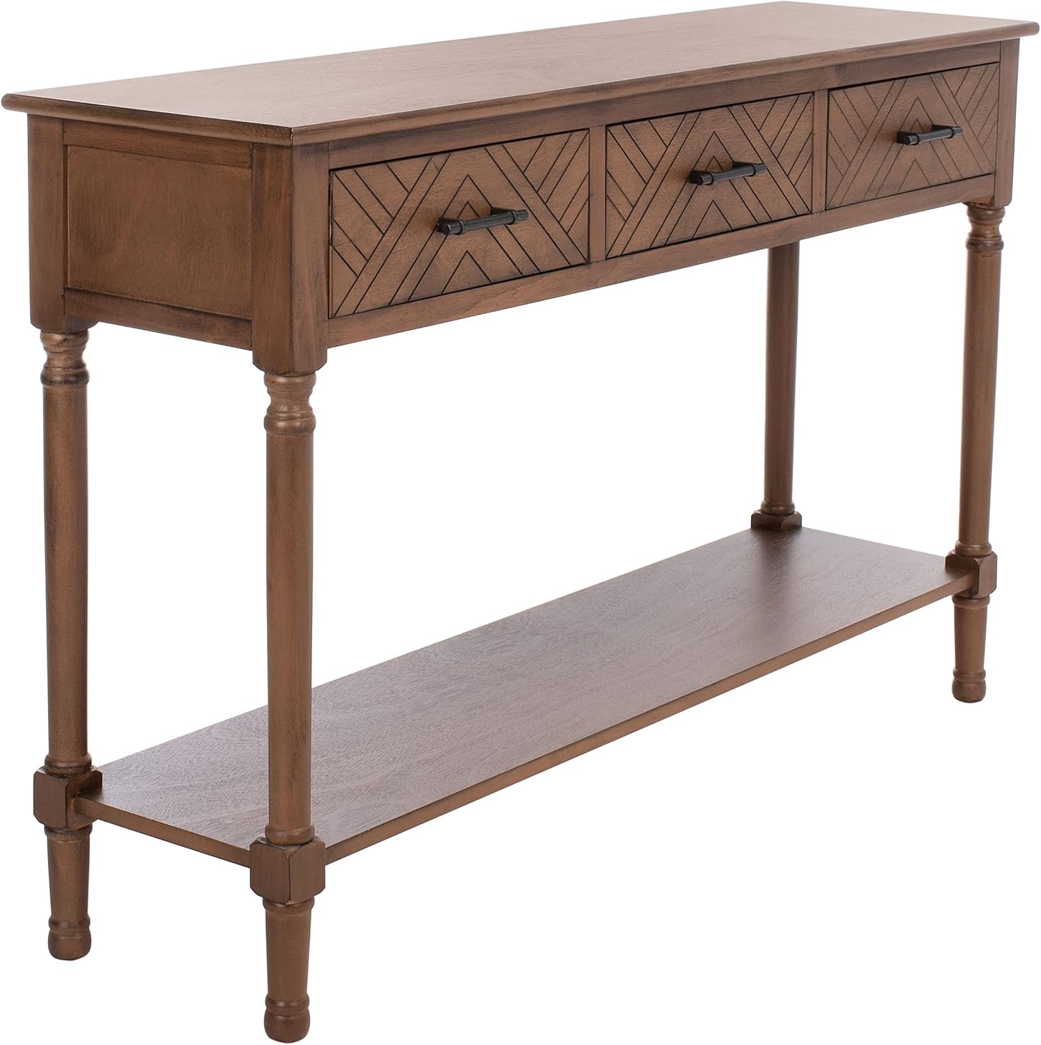 SAFAVIEH Home Collection Peyton Brown 3-Drawer Lower Shelf Console Table CNS5705C