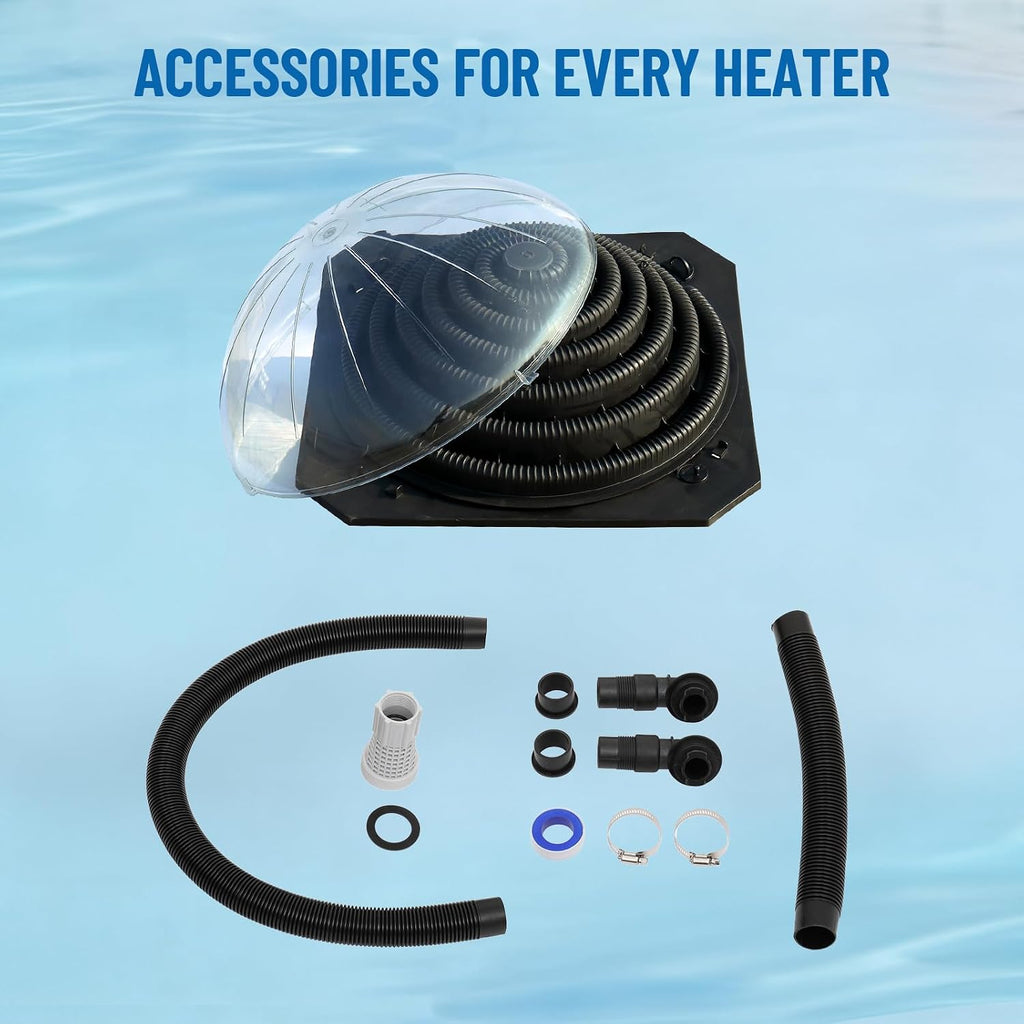VINGLI Solar Pool Heater Above Ground Domed Solar Powered Swimming Pool Heater Contour Pool Heating Coil (2 Packs), Black