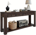 LKTART 63' Solid Wood Console Table Sofa Table with Storage Drawers and Bottom Shelf,Farmhouse Entryway Table for Hallway Foyer,Sofa Couch Table,Easy Assembled (63' Espresso)
