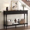 JOINICE Console Tables with Drawers,43' Entryway Table with Shelf and Solid Wood Legs,Narrow Long Sofa Table with Storage, Wood Foyer Tables for Entryway,Living Room,Hallway,Black