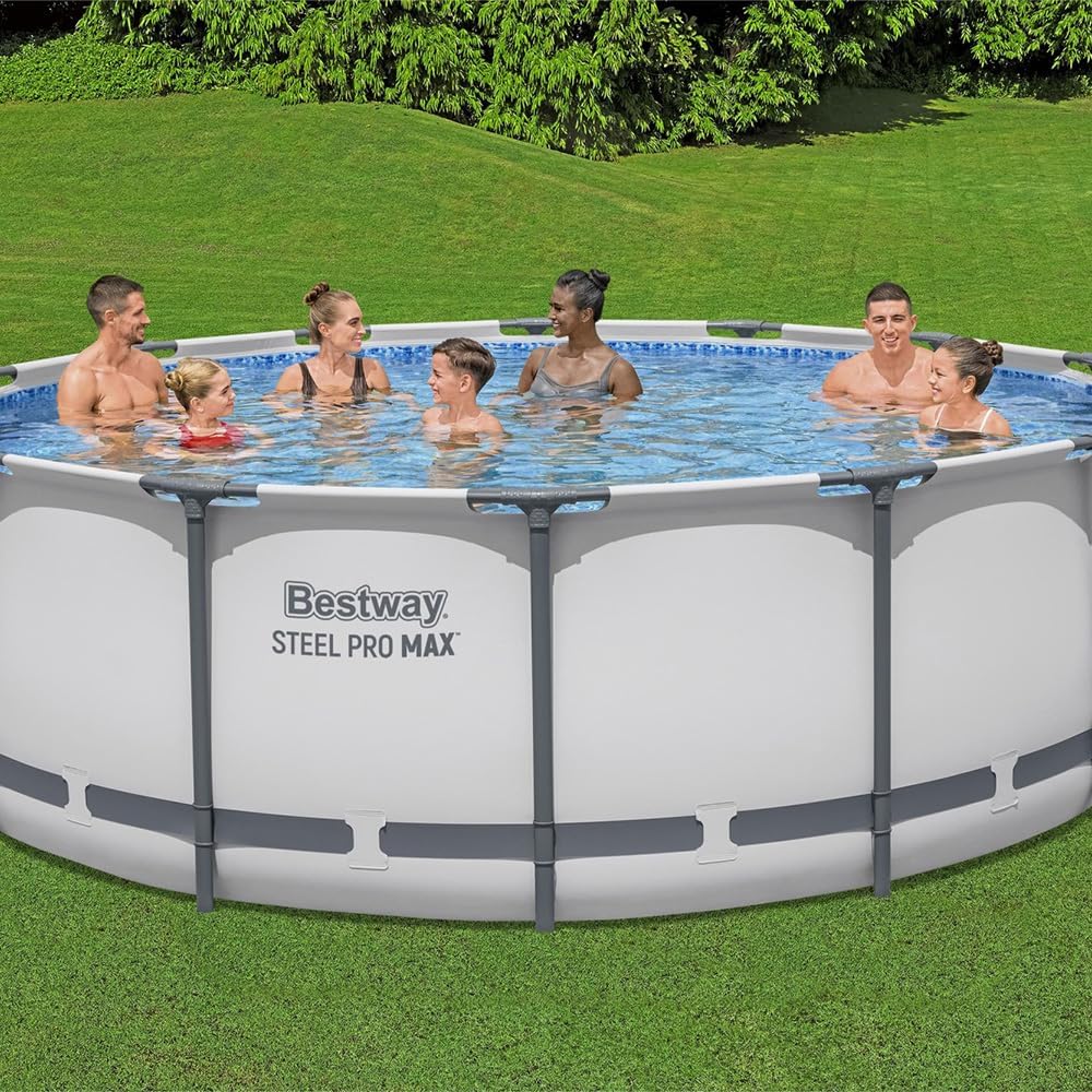 Bestway 2 Pack Steel Pro MAX Above Ground Pool Set, 14 Foot x 48 Inch Round Metal Frame, Outdoor Swimming Pool with 1,000 Filter Pump, Ladder, Cover