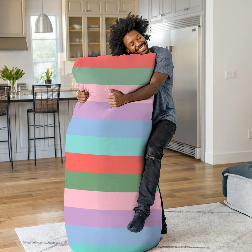 Yogibo Max 6 Foot Giant Bean Bag Chair Bed Lounger for Adults, Kids and Teens with Filling, Extra Large, Oversized, Big, Huge, Plush, Sensory Beanbag Couch Sofa Sack, Washable Cover, Rainbow Pastel